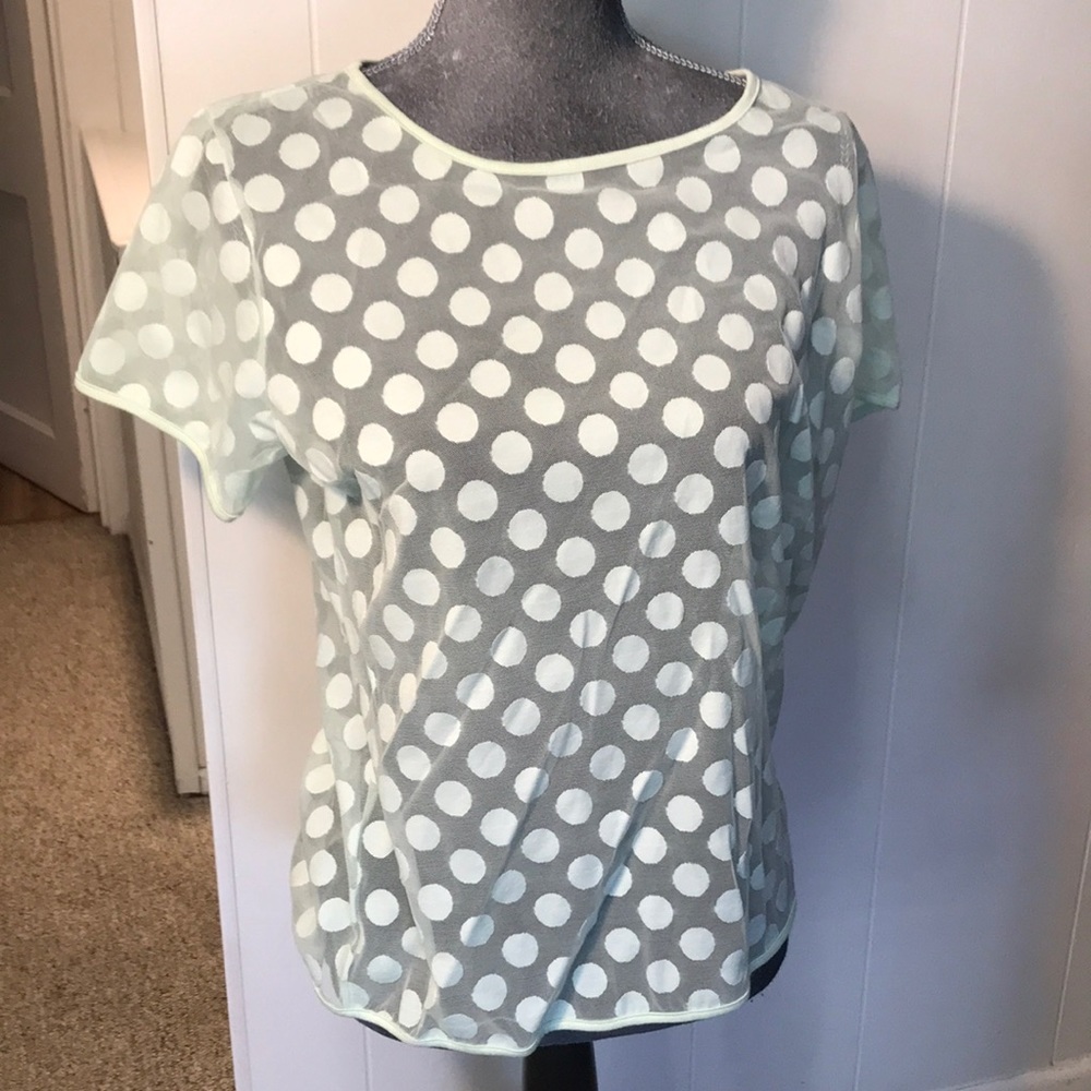 Honeydew mint polka dot mesh sleeveless top